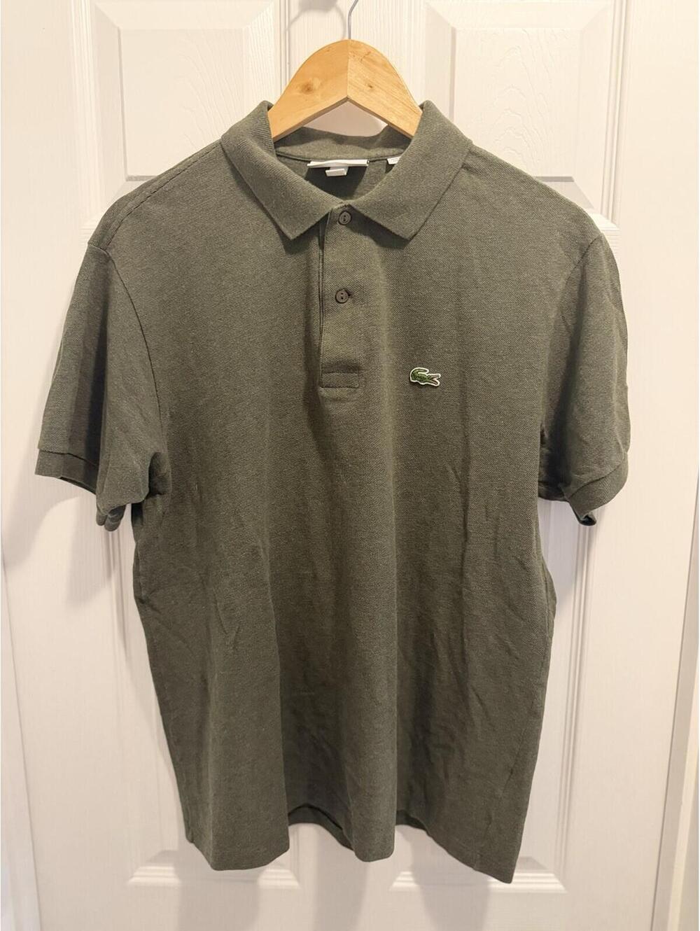 Lacoste Polo Shirt Men’s Size L Classic Fit 100% Cotton Green Crocodile Logo